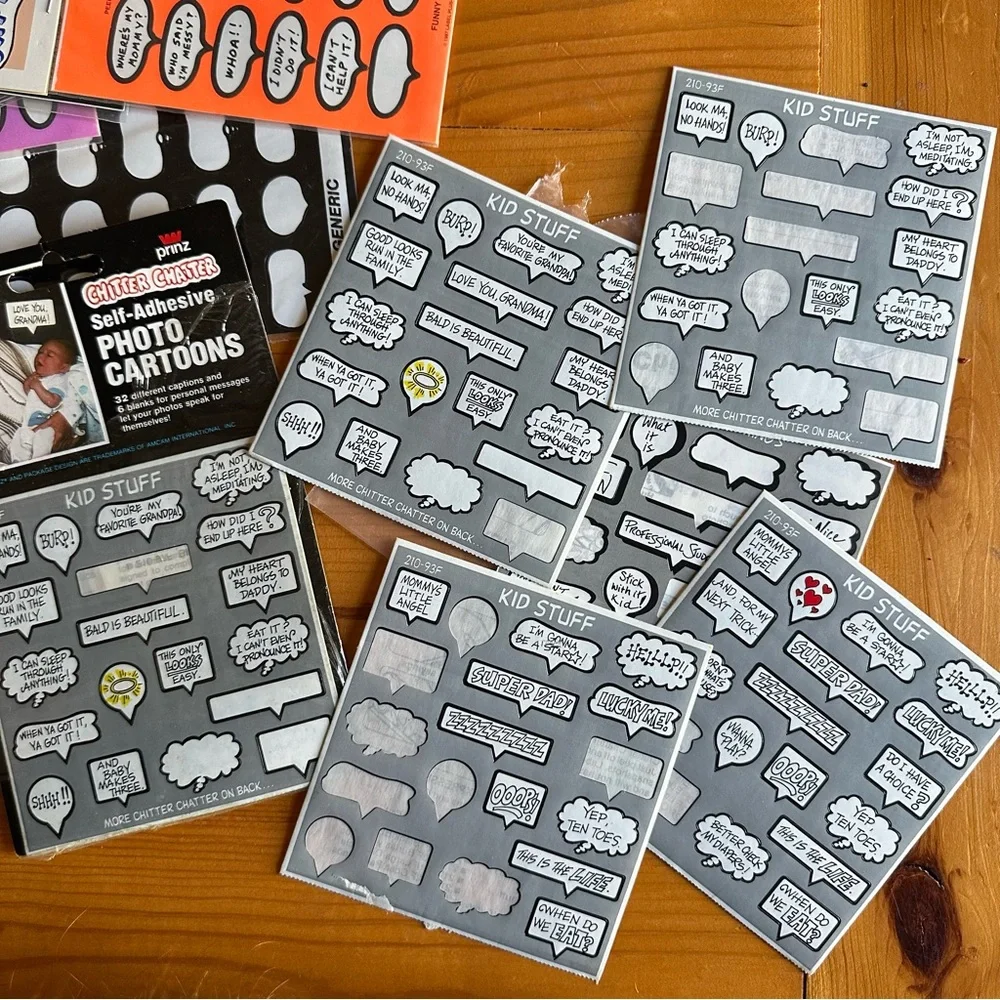 Vintage 80s photo captions sticker lot